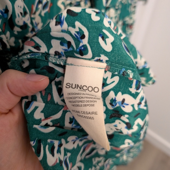 Suncoo/Green Floral Maxi Dress Sz 2 - Picture 6 of 9